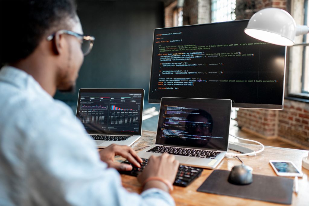 Developer working on website code